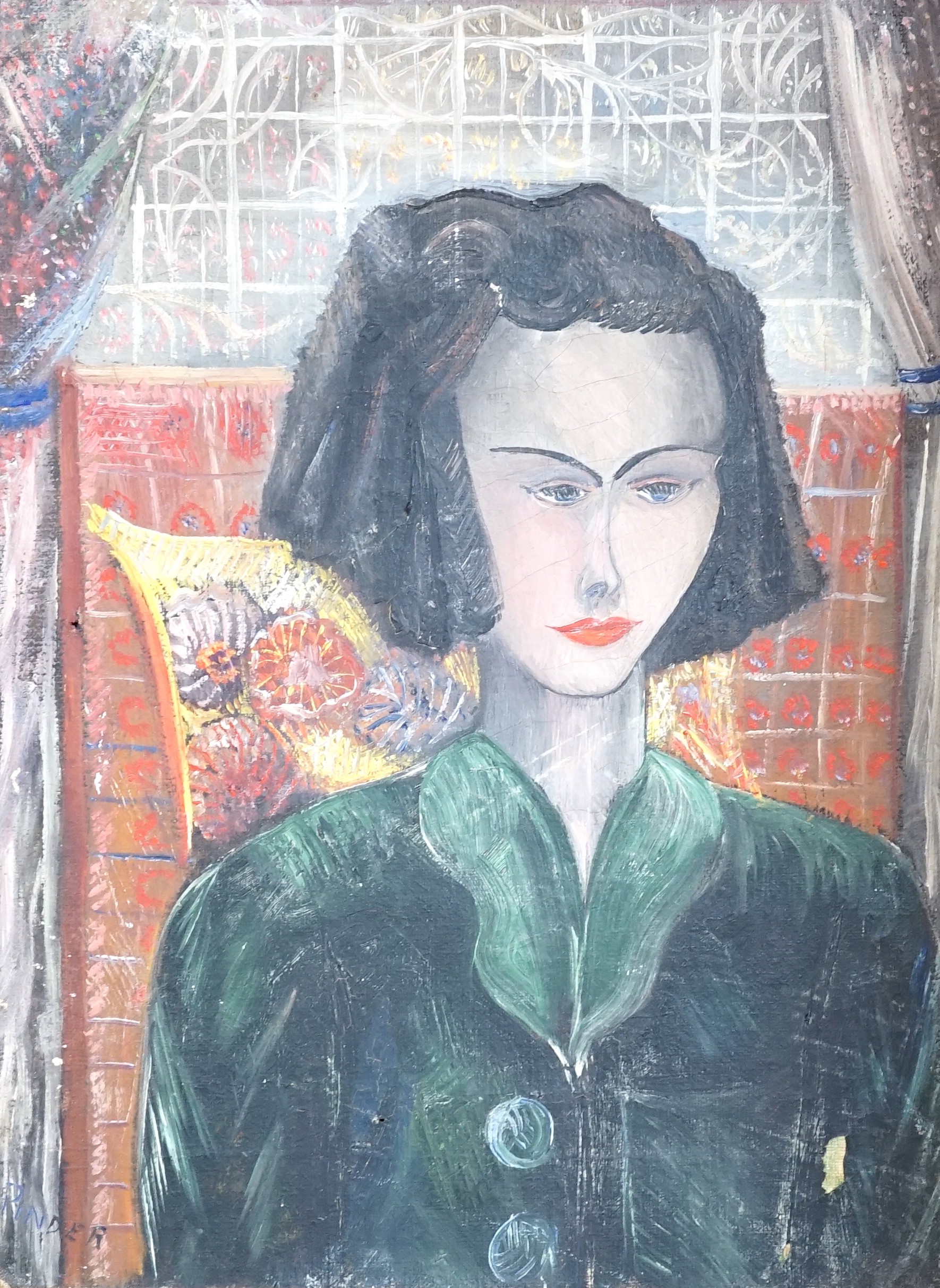 Pinder, oil on canvas, Portrait of a young woman, signed, 30 x 23cm, unframed